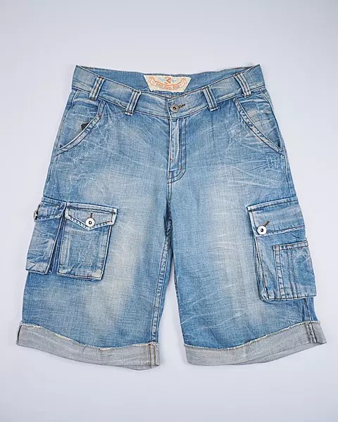 Light Wash Cargo Denim Shorts