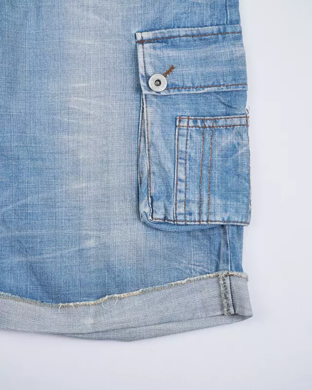 Light Wash Cargo Denim Shorts