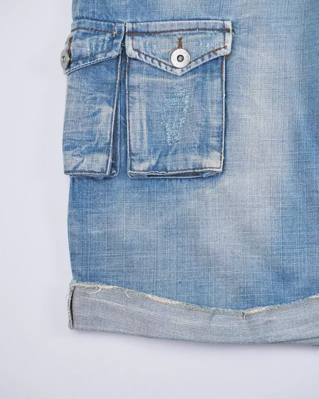 Light Wash Cargo Denim Shorts