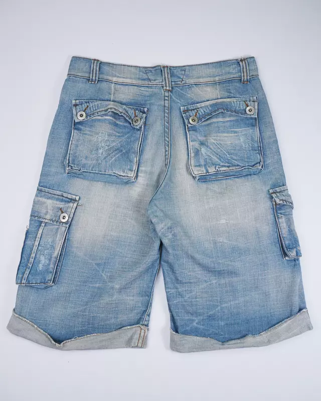 Light Wash Cargo Denim Shorts