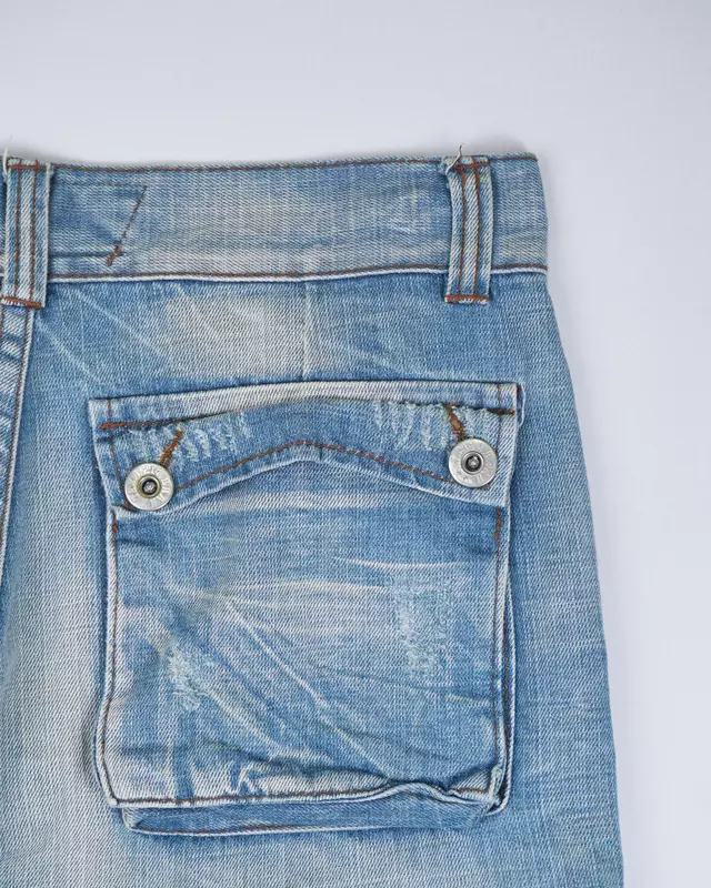 Light Wash Cargo Denim Shorts