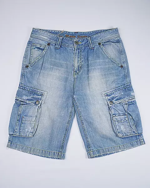 Light Wash Denim Cargo Shorts