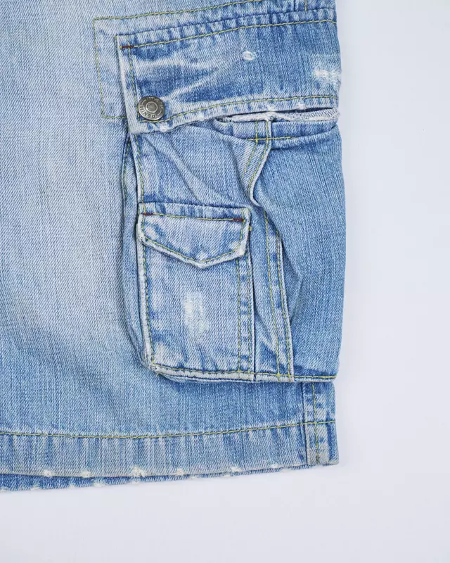 Light Wash Denim Cargo Shorts