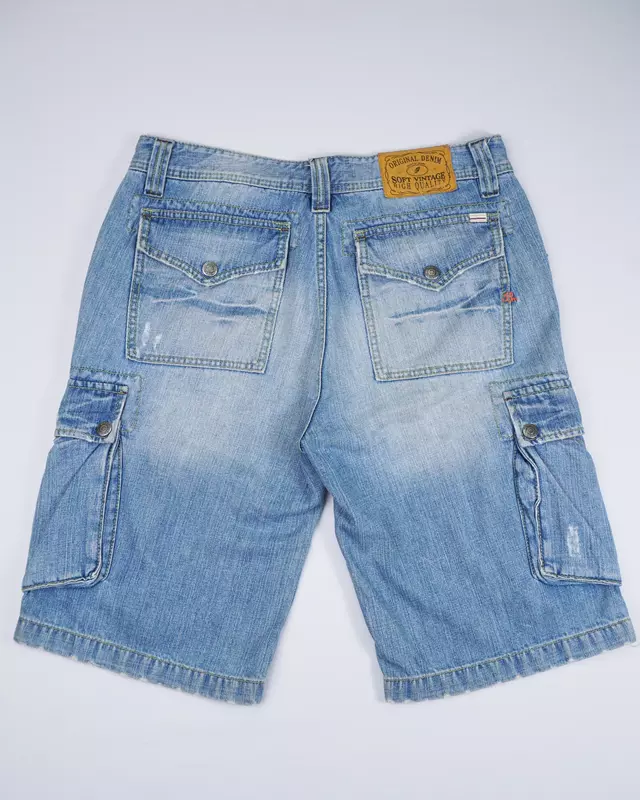 Light Wash Denim Cargo Shorts