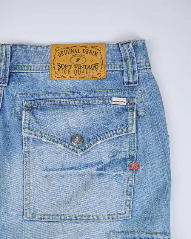 Light Wash Denim Cargo Shorts