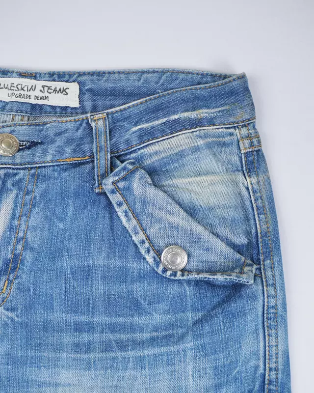 Light Wash Distressed Denim Cargo Shorts