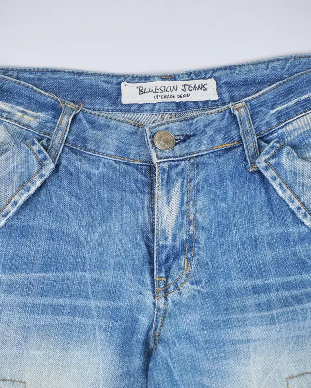 Light Wash Distressed Denim Cargo Shorts