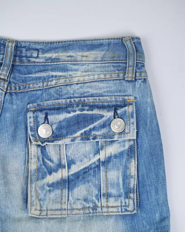 Light Wash Distressed Denim Cargo Shorts
