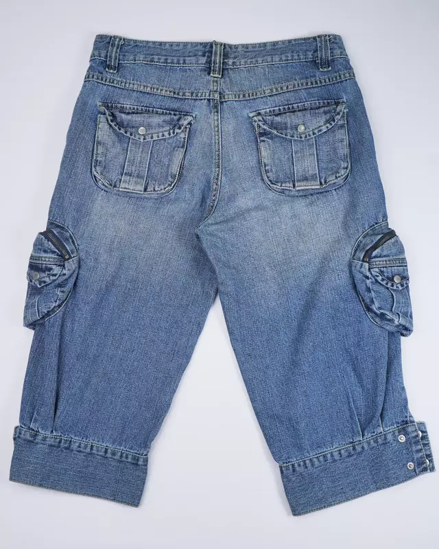 Dark Blue Denim Cargo Shorts