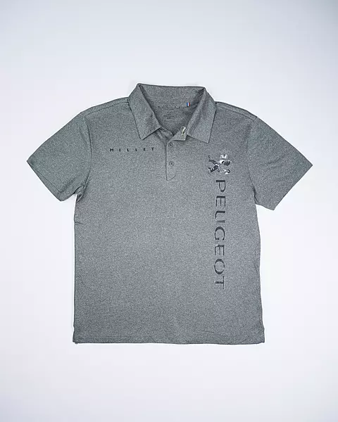 Charcoal Grey Quick-Dry Graphic Polo Shirt