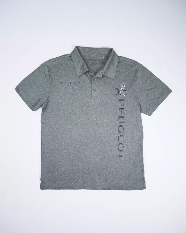 Charcoal Grey Quick-Dry Graphic Polo Shirt