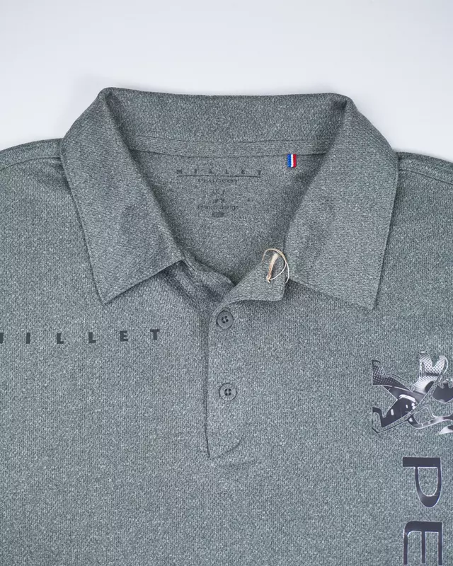 Charcoal Grey Quick-Dry Graphic Polo Shirt