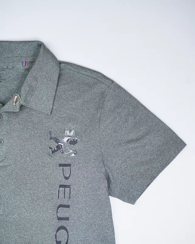 Charcoal Grey Quick-Dry Graphic Polo Shirt