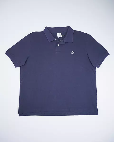 Navy Blue Pique Knit Short-Sleeve Polo Shirt