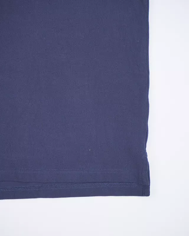Navy Blue Pique Knit Short-Sleeve Polo Shirt