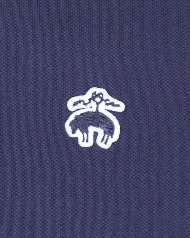 Navy Blue Pique Knit Short-Sleeve Polo Shirt