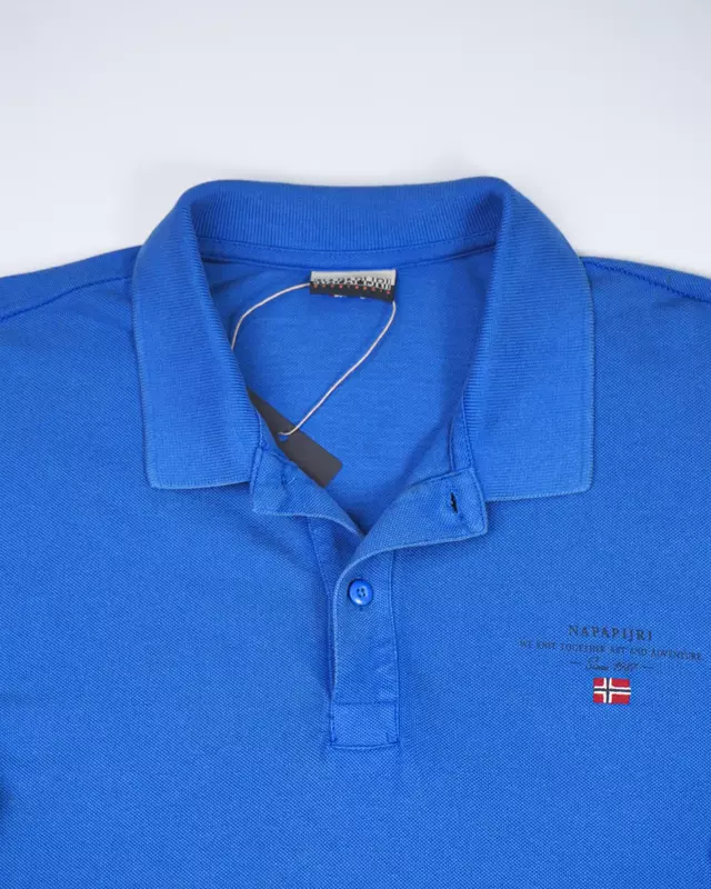 Cobalt Blue Casual Ribbed-Cuff Long-Sleeve Polo