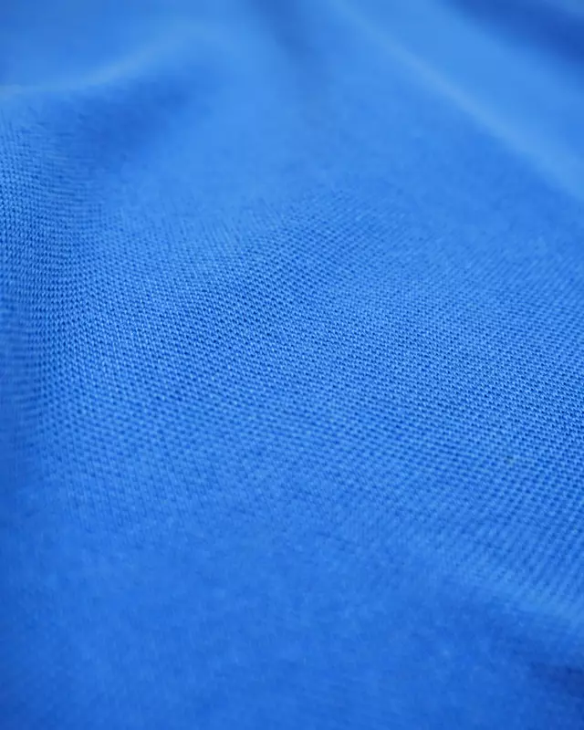 Cobalt Blue Casual Ribbed-Cuff Long-Sleeve Polo