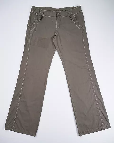 Olive Washed Contrast Stitch Trousers