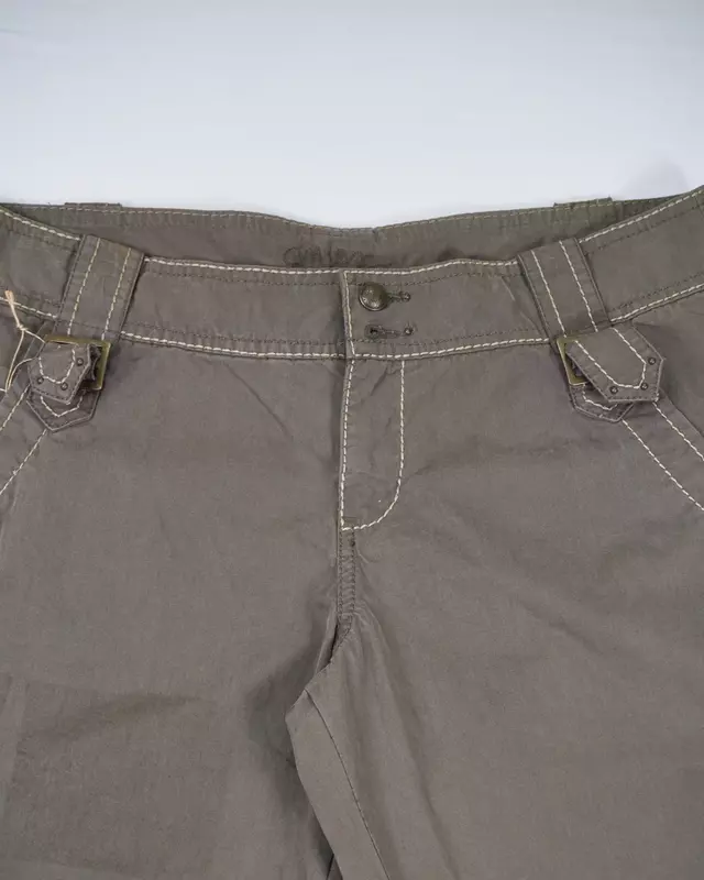 Olive Washed Contrast Stitch Trousers