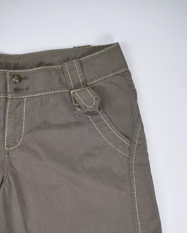 Olive Washed Contrast Stitch Trousers