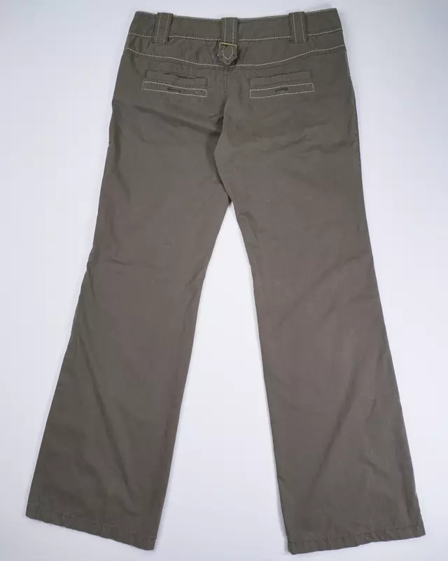 Olive Washed Contrast Stitch Trousers