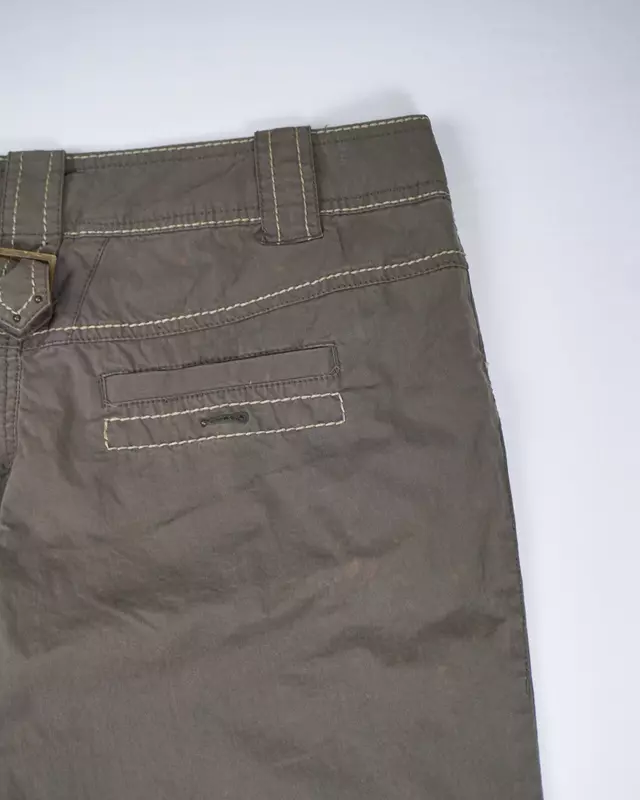 Olive Washed Contrast Stitch Trousers