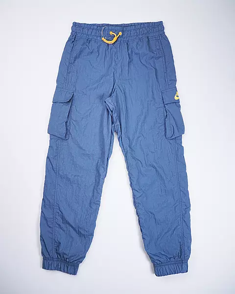 Slate Blue Elastic-Waist Utility Joggers