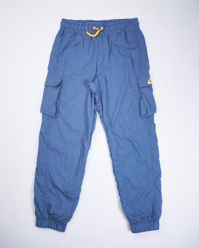 Slate Blue Elastic-Waist Utility Joggers