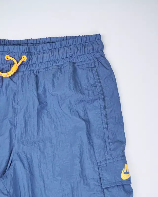 Slate Blue Elastic-Waist Utility Joggers