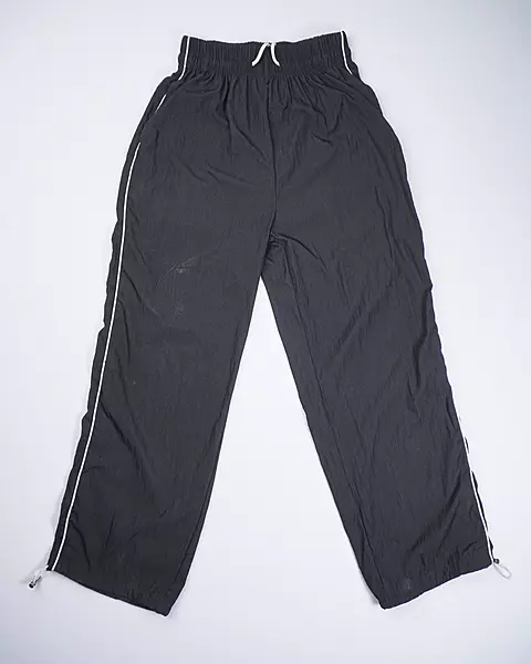 Black Crinkle-Nylon Drawstring Wind Pants