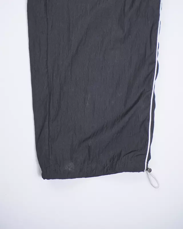 Black Crinkle-Nylon Drawstring Wind Pants