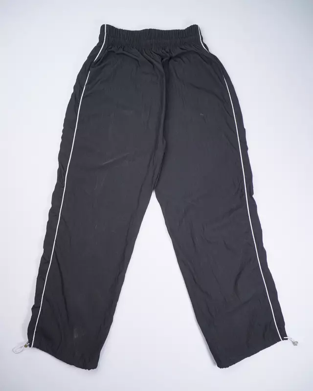 Black Crinkle-Nylon Drawstring Wind Pants