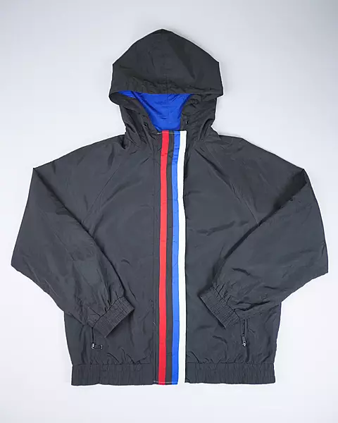 Black Tricolor-Paneled Zip Windcheater
