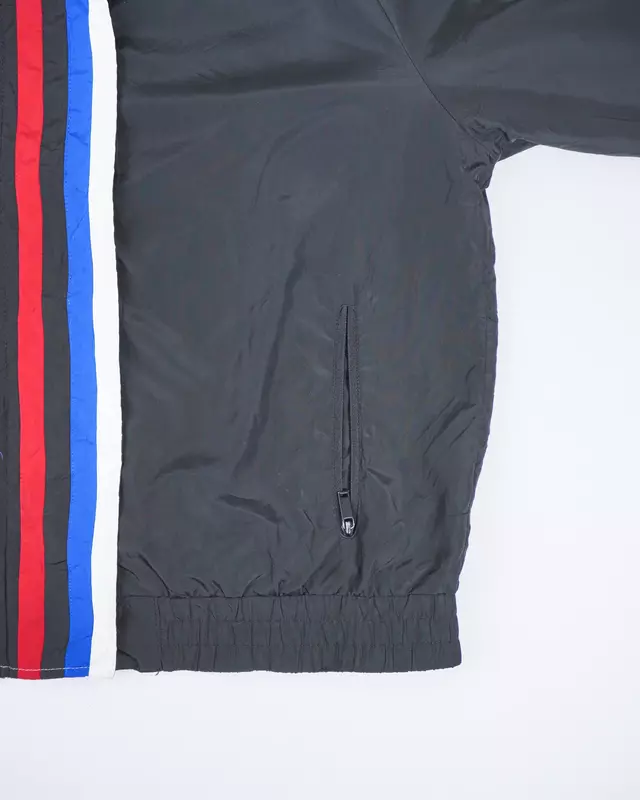 Black Tricolor-Paneled Zip Windcheater