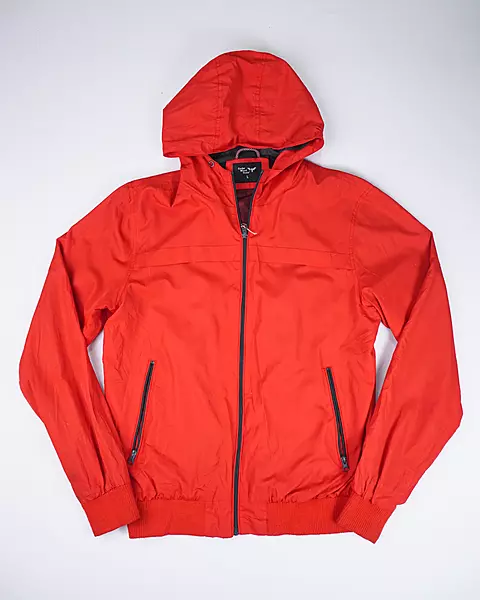 Crimson Red Hooded Full-Zip Windcheater