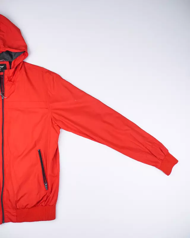 Crimson Red Hooded Full-Zip Windcheater