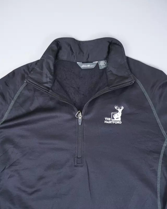 Black Corporate-Logo Quarter-Zip Performance Pullover
