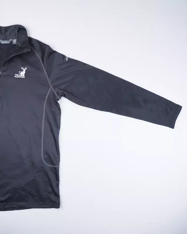 Black Corporate-Logo Quarter-Zip Performance Pullover