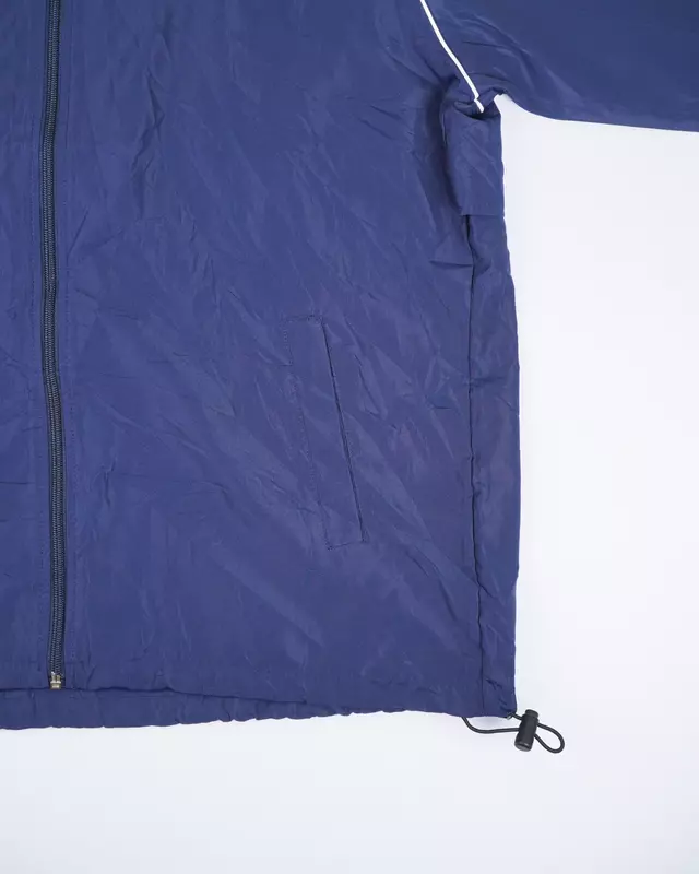 Navy Blue Sporty Retro Hooded Mesh-Lined Windcheater