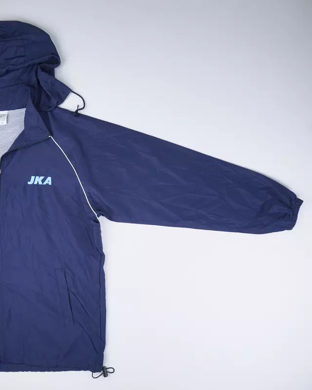 Navy Blue Sporty Retro Hooded Mesh-Lined Windcheater