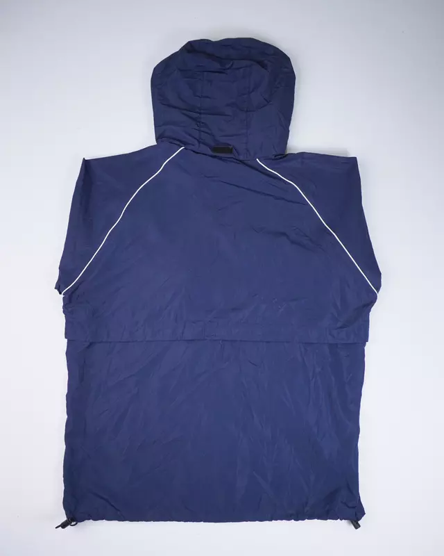 Navy Blue Sporty Retro Hooded Mesh-Lined Windcheater