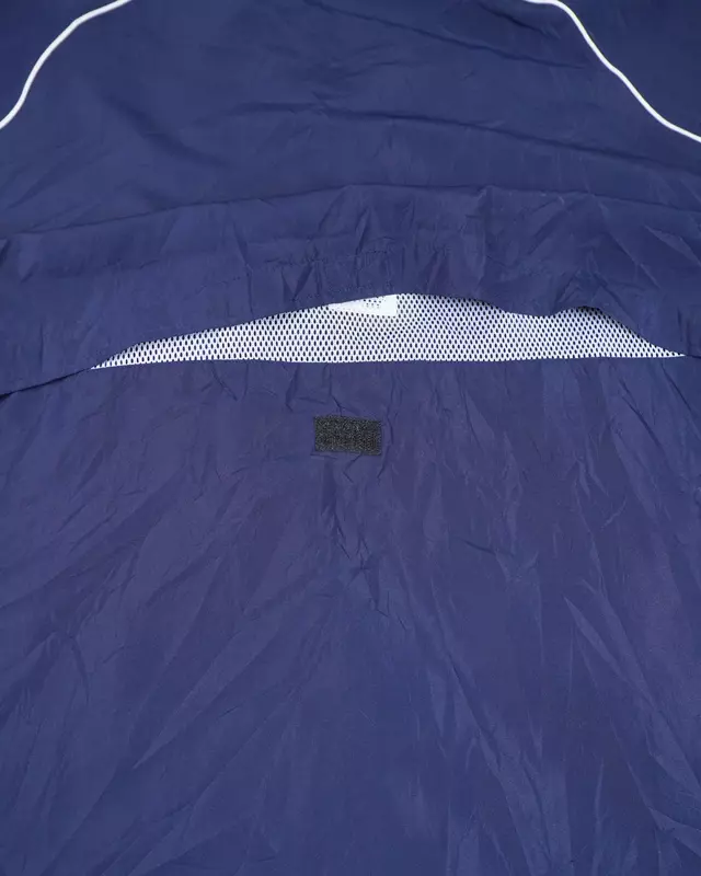 Navy Blue Sporty Retro Hooded Mesh-Lined Windcheater