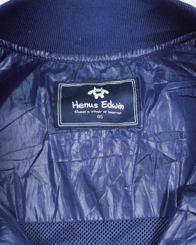Navy and White Colorblock Varsity Bomber Jacket