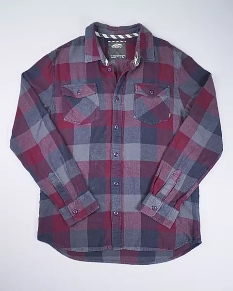 Maroon Multi-Check Dual-Pocket Utility Shirt