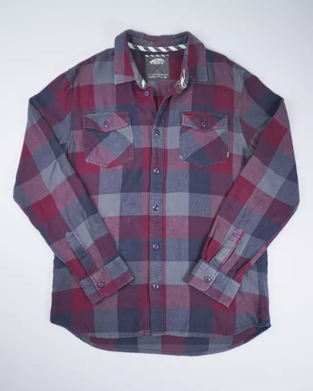 Maroon Multi-Check Dual-Pocket Utility Shirt