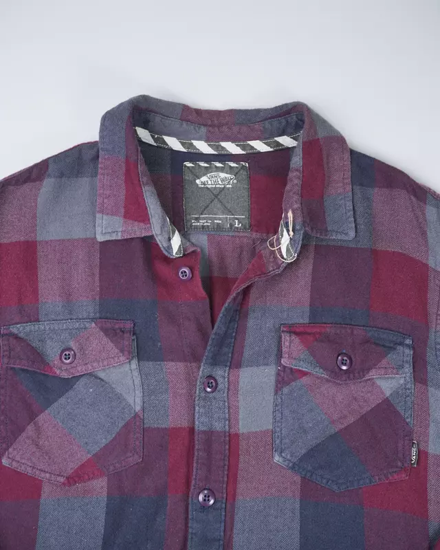 Maroon Multi-Check Dual-Pocket Utility Shirt