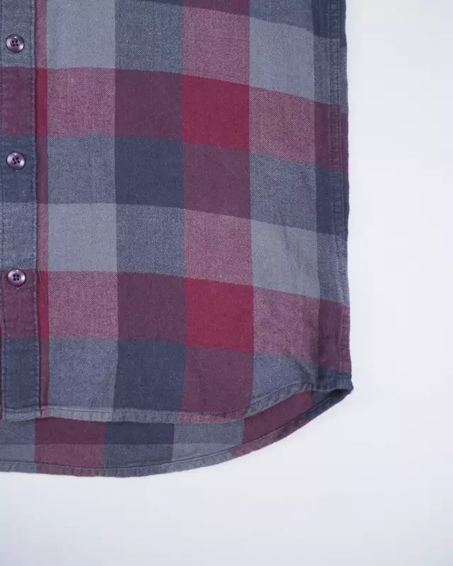 Maroon Multi-Check Dual-Pocket Utility Shirt