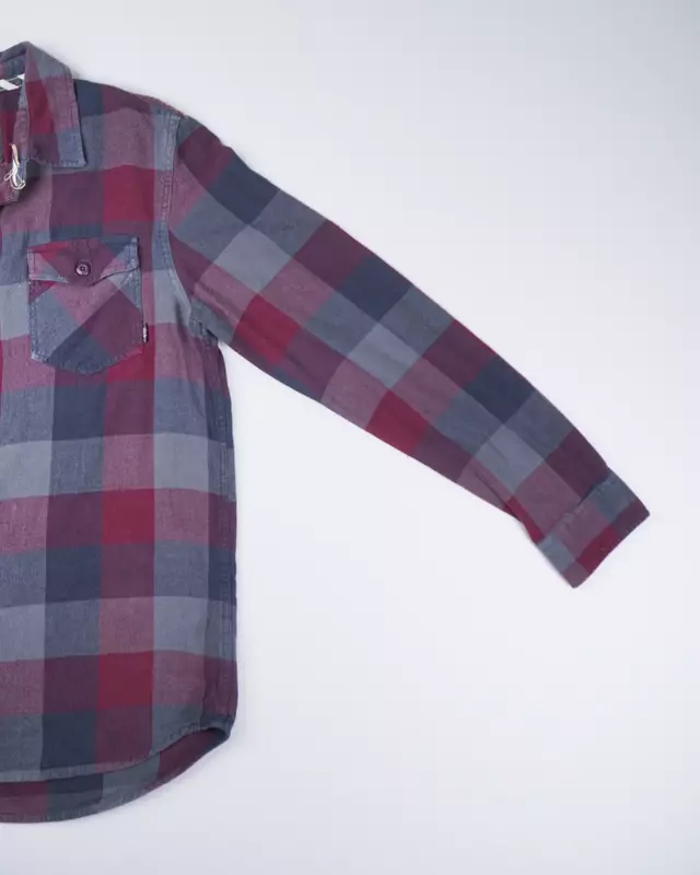 Maroon Multi-Check Dual-Pocket Utility Shirt