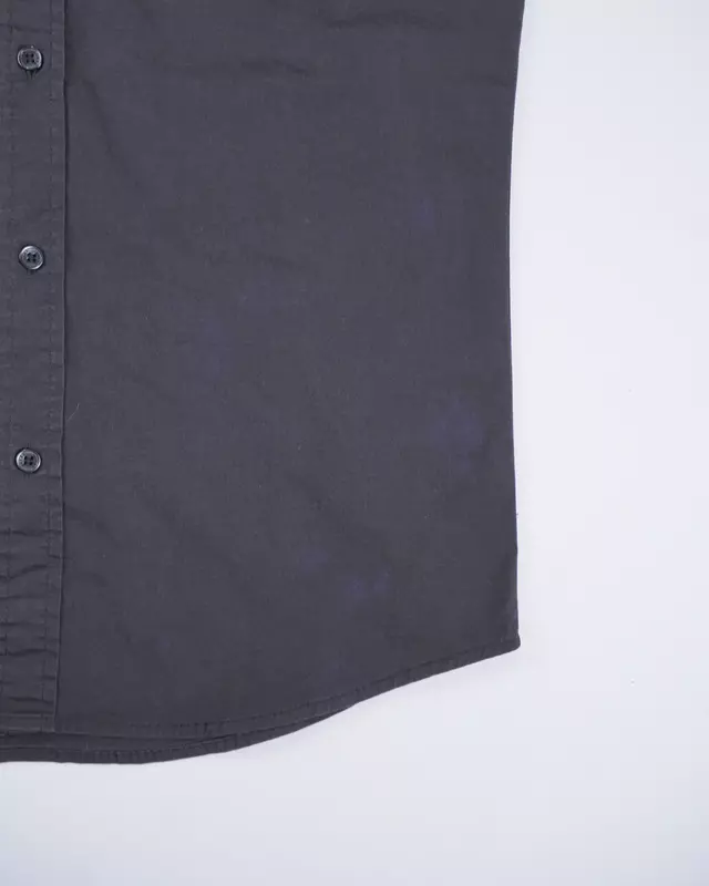 Charcoal Raglan-Stitch Slim-Fit Casual Shirt